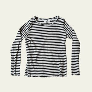 H&M Girls Ribbed Long Sleeve Top — Black & White Stripe
